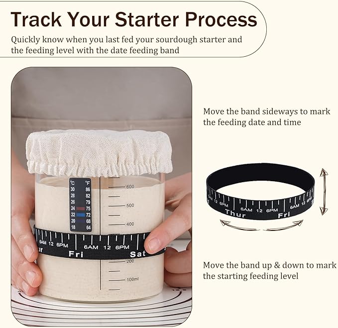 Sourdough Starter Glass Jar, 26 OZ Large Wide Mouth Jar for Sour Dough Starter, Easy to Use Sourdough Bread Baking Supplies Kit for Beginners and Pro, 2 Pack