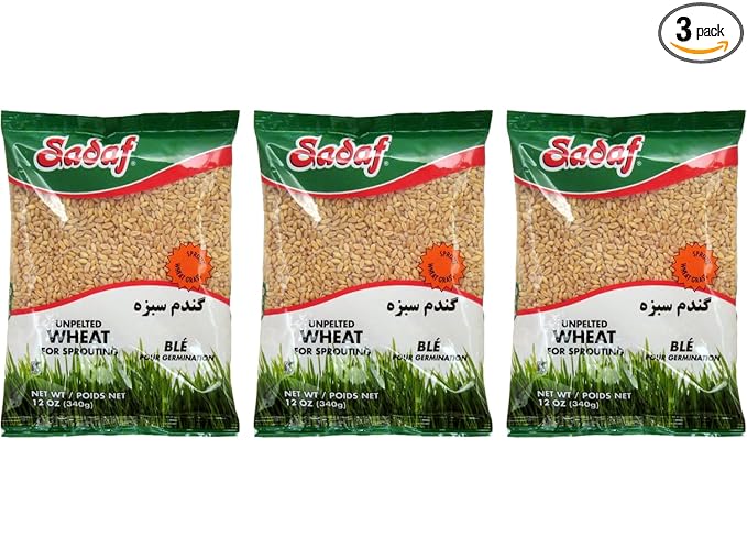 Sadaf Unpelted Wheat - Sabzeh Sprouting Wheat - Germinado de Trigo - Kosher- 12 oz Bags (Pack of 3)