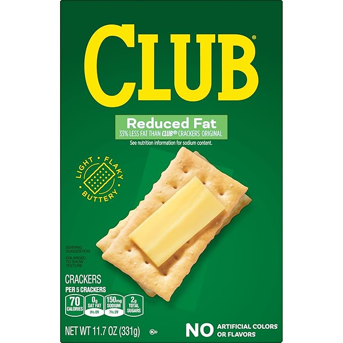 Club Crackers, Lunch Snacks, Snack Crackers, Reduced Fat, 11.7oz Box (1 Box)