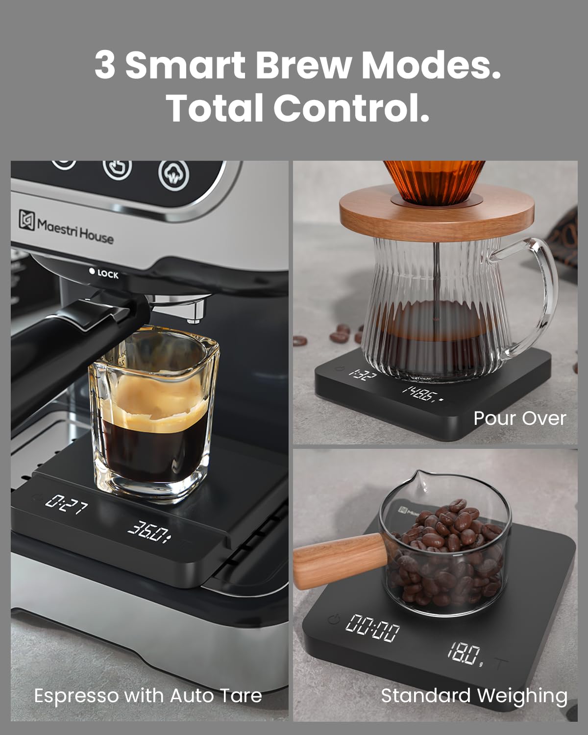 Maestri House S1 Air Ultra-Slim Espresso Coffee Scale with Timer, 0.1g