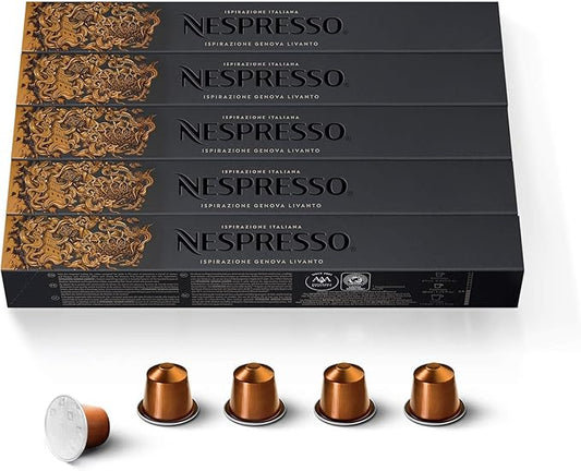 Nespresso Capsules Original Line, Livanto, Medium Roast Espresso Coffee, 50 Count Coffee Pods