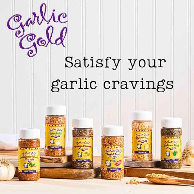 Garlic Gold Extra Virgin Olive Oil Infused with Garlic, Premium Certified USDA Organic, Low FODMAP, Cold Pressed (8.44 Fl Oz)