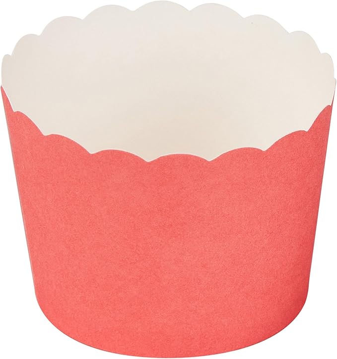 Panificio 3 Ounce Cupcake Wrappers, 200 Scalloped Baking Cups - Oven-Ready, Greaseproof, Red Paper Cupcake Liners, Disposable, For Birthdays, Baby Showers, Or Weddings - Restaurantware