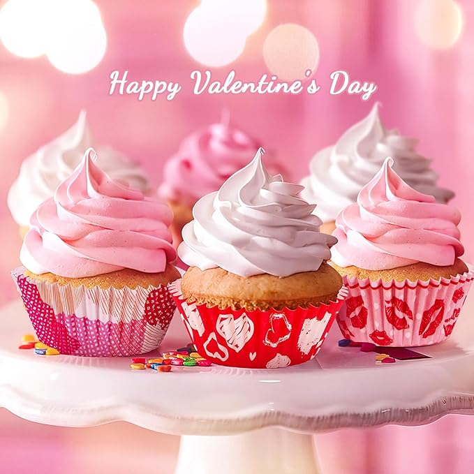SANNIX 450pcs Valentine's Day Cupcake Liners, Red Pink Love Baking Cups Cupcake Wrappers Paper Wraps Muffin Liners for Valentines Day Wedding Birthday Party Candy Cake Decorations Supplies