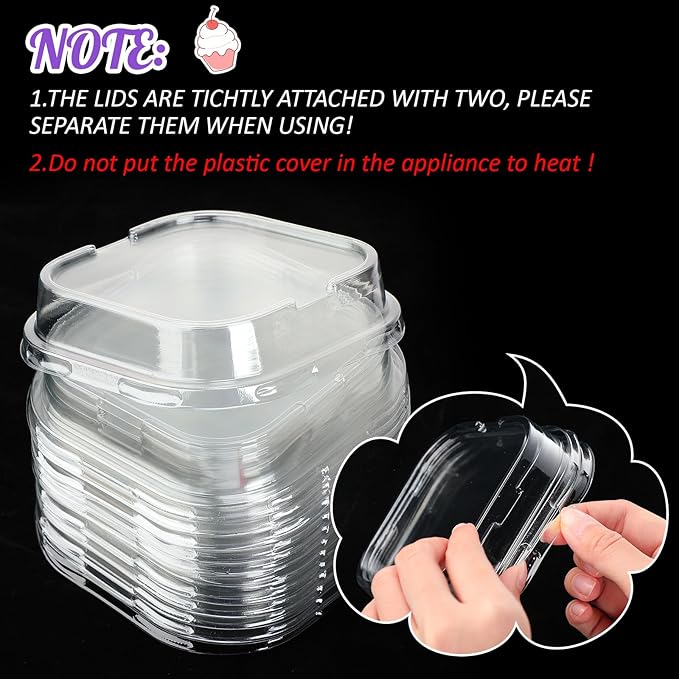 Aoriher 300 Pieces 10 oz Mini Cake Pans with Lids, Aluminum Foil Baking Cups, Square Disposable Cupcake Cups Baking Tins for Wedding Birthday Party Supplies(Colorful)