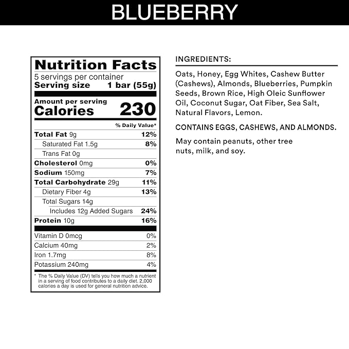 RXBAR Nut Butter and Oat Protein Bars, Protein Snacks, Snack Bars, Blueberry Cashew Butter (6 Boxes, 30 Bars)