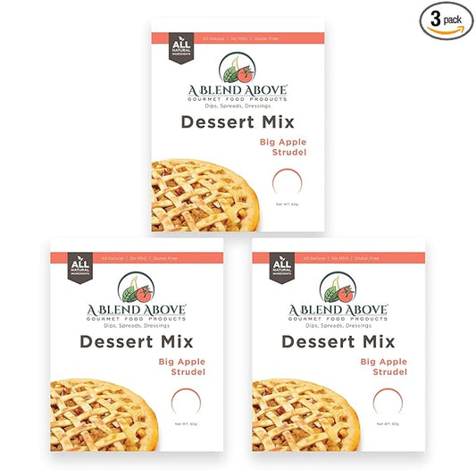 A Blend Above Big Apple Strudel No-Bake Dessert Mix, 3 Pack, No-Bake Cheesecake, Fruit Dip, Dessert Mix, Bagel Topping, Frosting, Cheesecake Filling, Quick and Easy to Make, Makes 16 Ounces, Cream