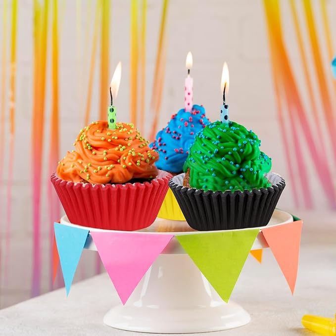600 Pcs Lighting Cupcake Liner Cartoon Red Yellow Black Paper Baking Cup Animation Muffin Cupcake Wrapper for Baby Shower Birthday Party DIY Crafts Supplies, 2 x 1.2 Inch