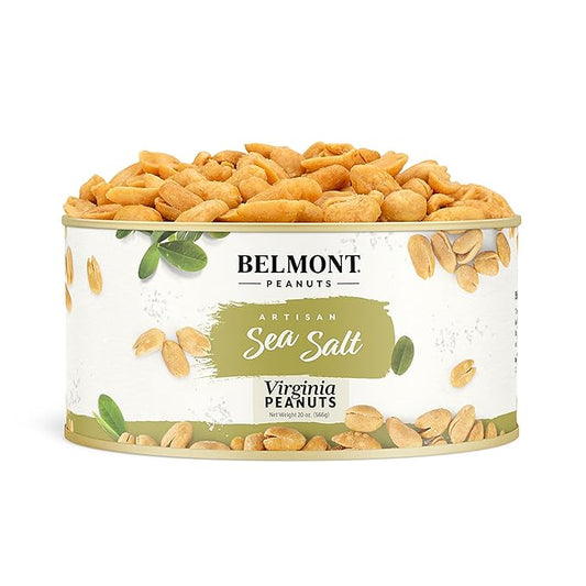 Belmont Peanuts Gourmet Sea-Salted Virginia Peanuts, 20 oz (1 Pack) ??Only 3 Simple Ingredients, No Preservatives, 7g Protein ??A Premium, Salty, Crunchy, Hand Seasoned Snack