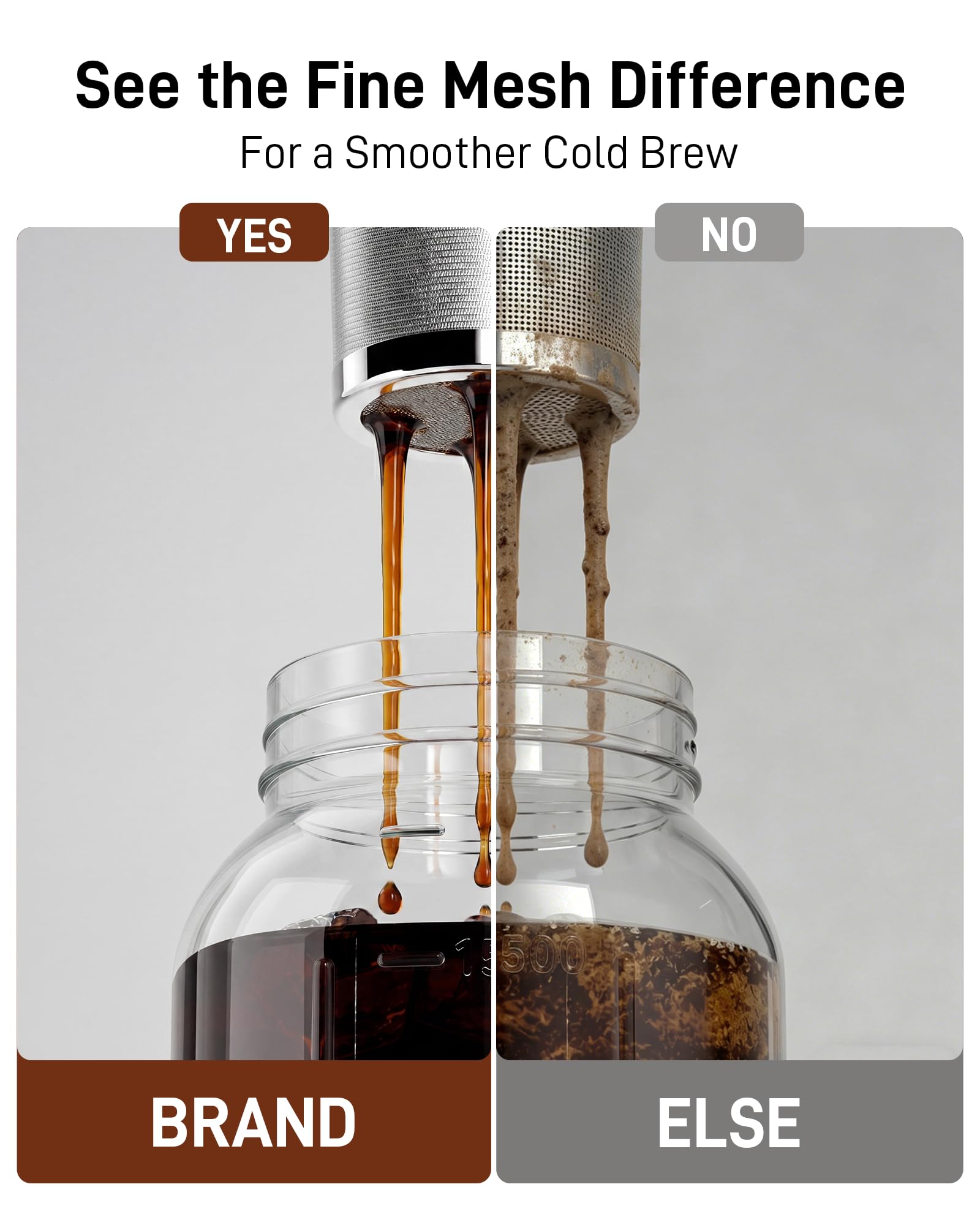 64 oz Cold Brew Coffee Maker, Mason Jar Pitcher with Stainless Steel Filter