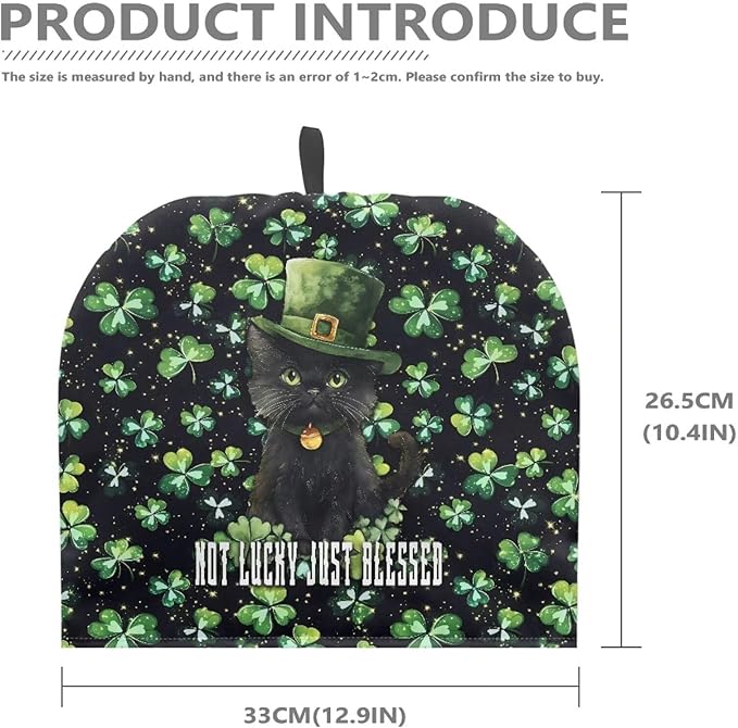 St. Patrick's Tea Cosy for Teapot Shamrock Clover Green Cotton Teapot Warmer Insulating Tea Cozy Custom Prints Teapot Cover for Kitchen Home Decorative Keep Warm Tea Pot Decor Pack of 1