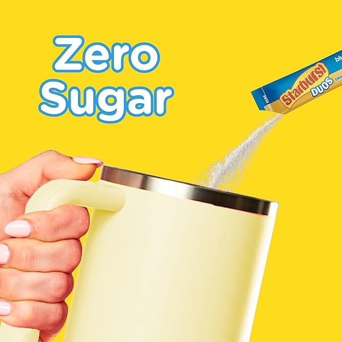 Starburst Duos Singles To Go Powdered Drink Mix, Blue Raspberry Lemon, 12 Boxes with 6 Packets Each - 72 Total Servings, Sugar-Free Drink Powder, Just Add Water, 6 Count (Pack of 12)