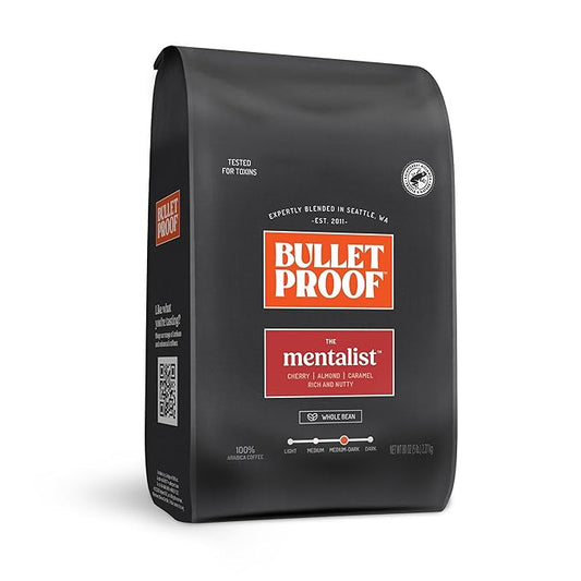Bulletproof The Mentalist Medium-Dark Roast Whole Bean Coffee, 5 Pounds (bulk), 100% Arabica Beans, Clean Coffee Tested for Toxins, Packaging May Vary