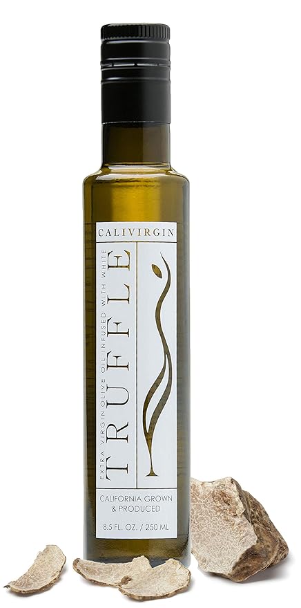 Calivirgin White Truffle Olive Oil - White Truffle Infused Extra Virgin Olive Oil - Cold Pressed Olive Oil - White Truffle Flavored Olive Oil - No Preservatives, Organically Grown Olives - 250ml