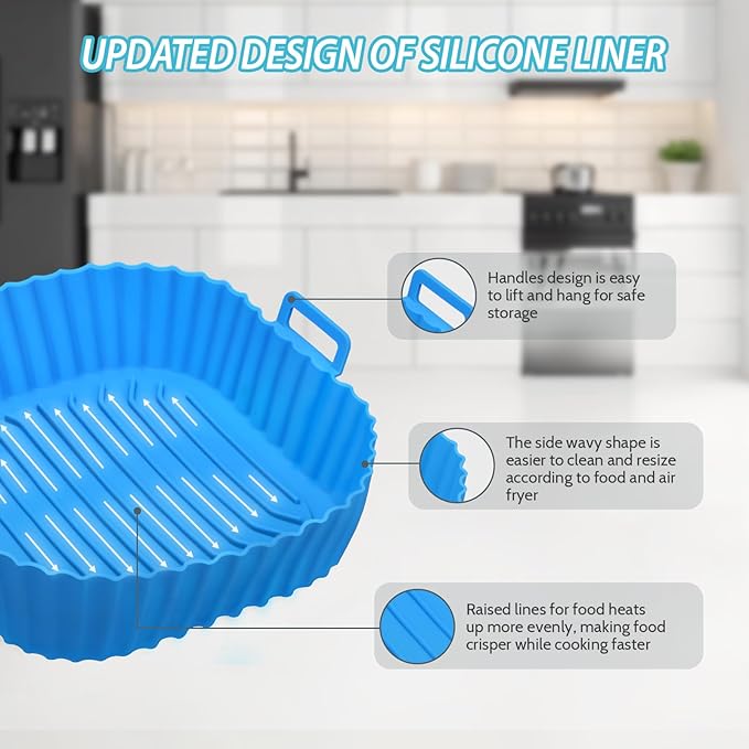 Silicone Air Fryer Liners Reusable 3 PCS, Airfryer Liners, Silicone Air Fryer Basket Liners Square, Food Grade AirFryer Accessories 4-7 QT, Ktchen Gadgets for Pot Oven Liner Baking Tray Pan