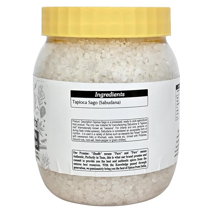 Shudh india Sabudana (Tapioca/Sago) Pearls 14oz (400g) ~ All Natural | Vegan | No Colors | NON-GMO | Kosher | Indian Origin