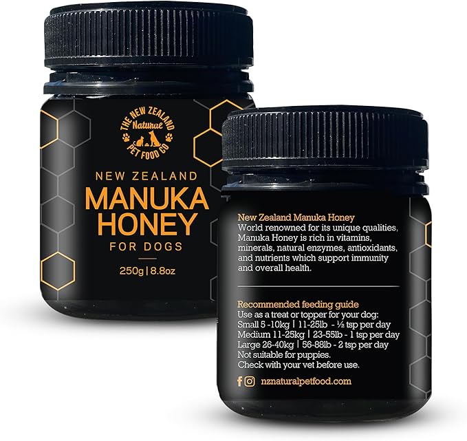 The New Zealand Natural Pet Food Co Woof Dog Treats - Manuka Honey, Dog Treats Small & Large Dog, Natural, Topper or Dog Treat, 8.8oz