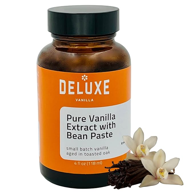 Vanilla Bean Paste for Baking (4oz) Deluxe Vanilla, Made from Pure Vanilla Extract and Vanilla Bean Caviar. Small Batch Rich Creamy Vanilla Flavor from Ugandan Vanilla Beans