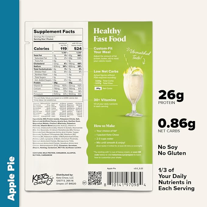 Keto Chow Elite Kit | Keto Meal Replacement Shake Powder | Nutritionally Complete | Low Carb Shakes | Delicious Easy Meal Substitute | Protein Rich Keto Food You Choose The Fat | Single Meal Samples
