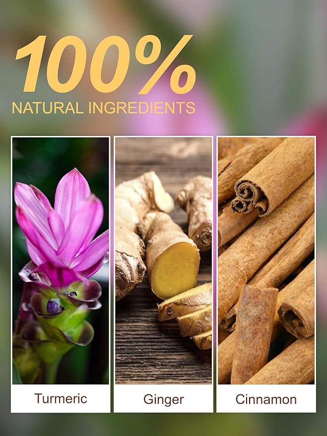 TeeLux Turmeric Ginger Cinnamon Tea, Natural Turmeric Herbal Tea with Ginger and Cinnamon, Spicy & Sweet Flavor, Caffeine Free, 100 Count