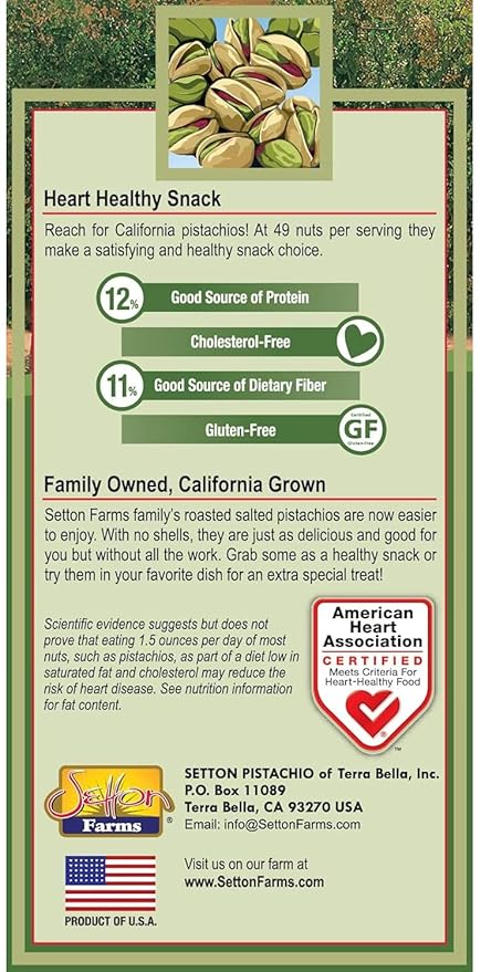 Setton Farms Premium Pistachios, Dry Roasted with Sea Salt, 48 Oz Bag (Pack of 2) Total 96 Oz. / 6 Lbs.