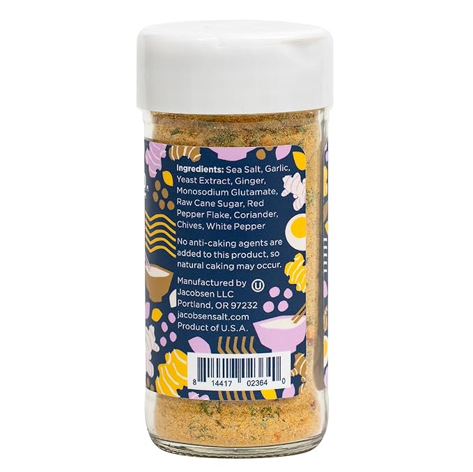 Jacobsen Salt Co. Ramen Seasoning ??Sea Salt Soy-Free, Gourmet Seasonings and Spices for Cooking, Made in USA, Real Salt Flakes, Umami Seasoning ??2.82oz