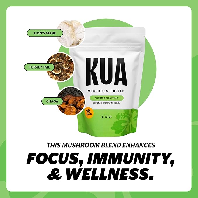 Gut Health Organic Mushroom Coffee Focus and Gut Support with Boosting Immunity and Elevates Mood | Healthy and Organic Lion's Mane, Turkey Tail, Chaga Mushroom | 30 Servings, 0 Sugar, 0 Calories