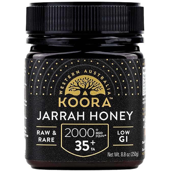 KOORA Jarrah Honey TA 35+ (MGO 2000+ Manuka Honey Rating Equiv.) Low GI, Medical Grade for Daily Health & Immune Support, Raw from the Ancient Forests of Western Australia 8.8 oz