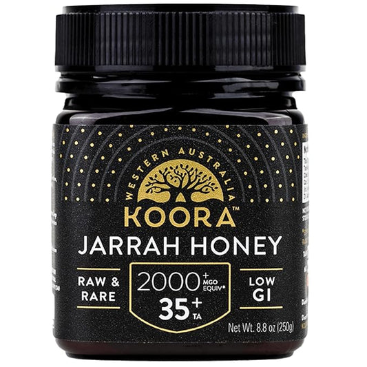 KOORA Jarrah Honey TA 35+ (MGO 2000+ Manuka Honey Rating Equiv.) Low GI, Medical Grade for Daily Health & Immune Support, Raw from the Ancient Forests of Western Australia 8.8 oz