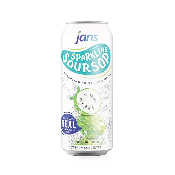 Sparkling Soursop Juice (Guanabana), 16.9 oz (Pack of 12) JANS | Soda Drink |100% Pure Soursop Graviola | NOT From Concentrate, Refreshing Taste of the Tropics