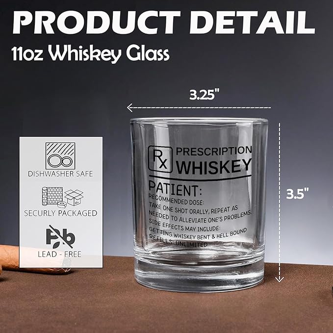 Funny Whiskey Glasses 10 oz, Funny Gag Gifts for Dad Men Boyfriend Husband, Old Fashioned Rocks Glasses for Drinking Scotch Bourbon Cocktail Liquor Vodka