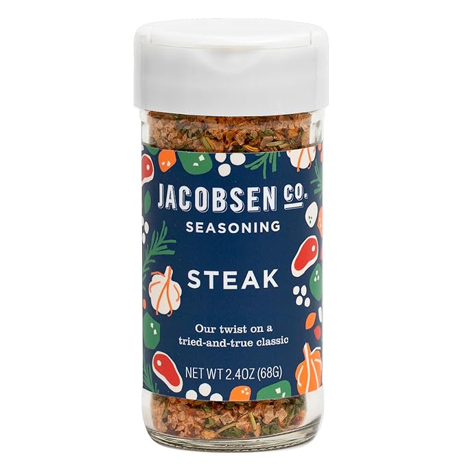 Jacobsen Salt Co. Steak Seasoning ??Sea Salt Soy-Free, Non-GMO, Gourmet Seasonings and Spices for Cooking, Made in USA, Real Salt Flakes ??2.4oz