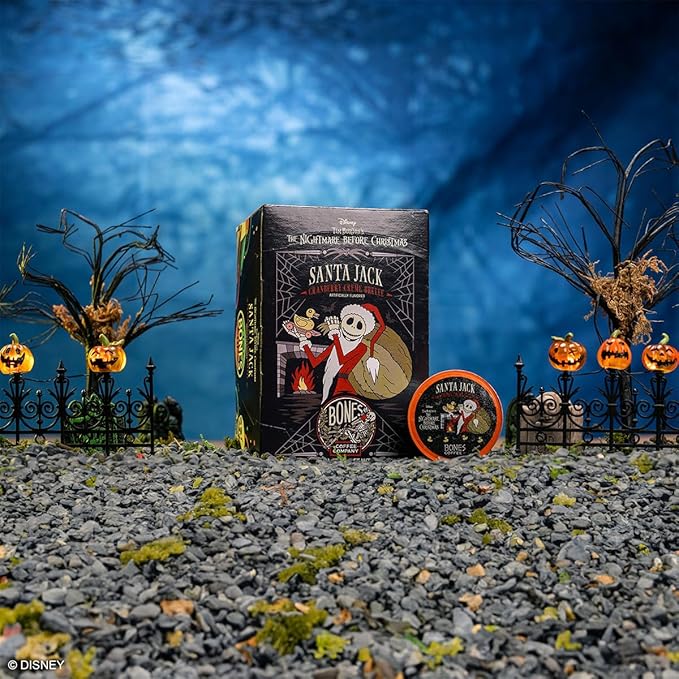 Bones Coffee Company Santa Jack, Cranberry Creme Brulee Flavored Coffee Pods, Low Acid Medium Roast Single-Serve Bones Cups for K-Cups Coffee Maker from The Nightmare Before Christmas, 12 Count
