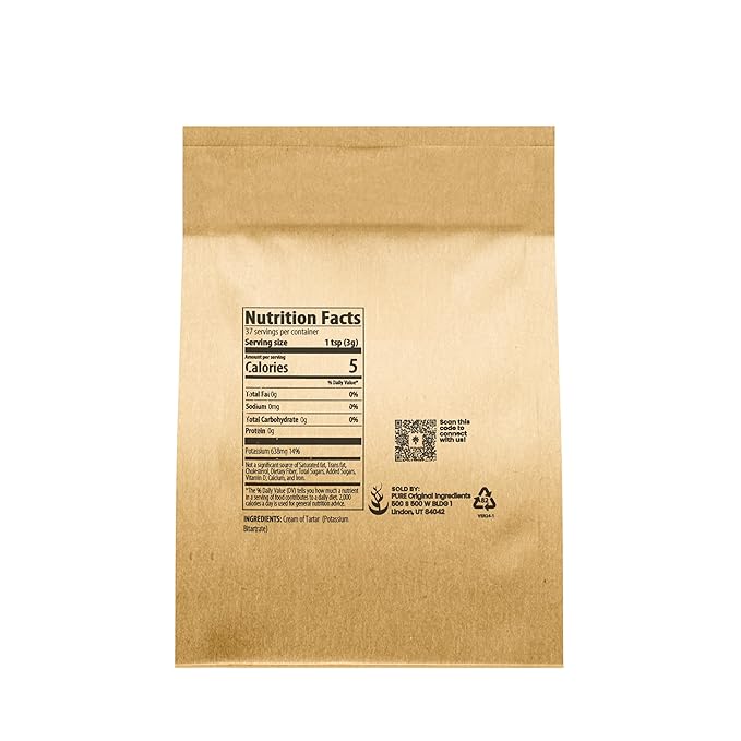 Pure Original Ingredients Cream of Tartar (4 oz) Pure & Natural, Baking & Cleaning, DIY Bath Bombs & More, Eco-Friendly Packaging