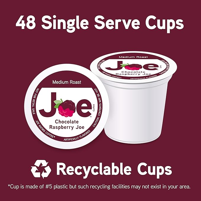 Joe Knows Coffee Single Serve Cups Pods and Capsules, Chocolate Raspberry, 48 Count