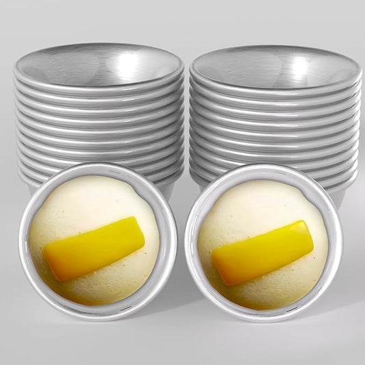 24 Pcs Puto Molder Filipino - 3.1??x 1.2??Reusable Puto Mold Cups for Steamer Filipino - Kutsinta Molder Filipino for Baking & Steaming, 304 Stainless Steel Puto Molde Baking Cup