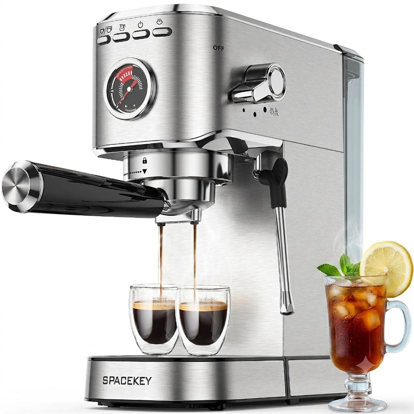 Spacekey Espresso Machine with Milk Frother, 20 Bar Compact Expresso Coffee Machines for Home