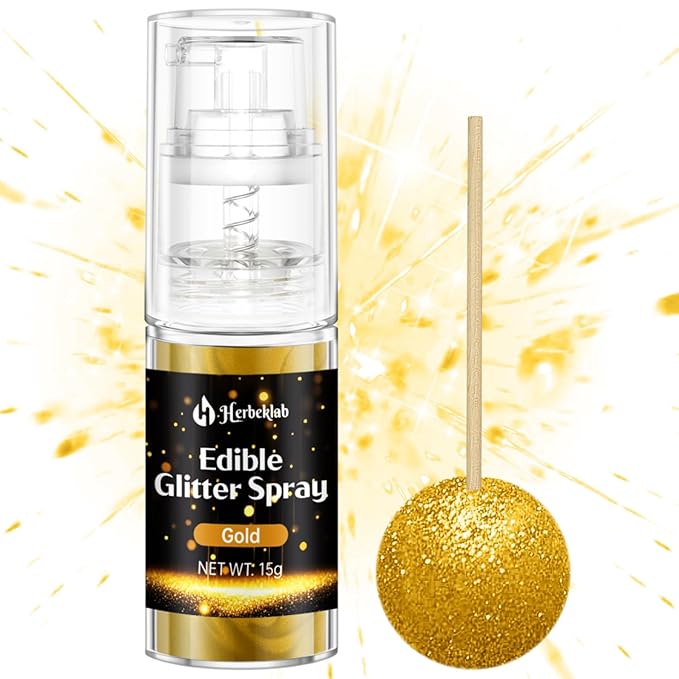 Gold Edible Glitter Spray - 15g Edible Gold Glitter for Cakes Food Grade Metallic Shimmer Powder Cake Spray for Cookie Decorating Chocolate Strawberry