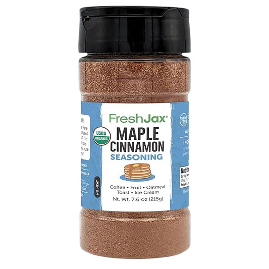 FreshJax Organic Maple Cinnamon Topping (7.6 oz) ??Sweet Maple Spice for Coffee, Popcorn & Baking, Gourmet Seasoning