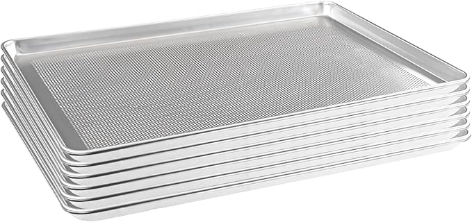 HARDURA Aluminum Perforated Baking Sheet Pan 18”L X 26”W X 1”H Cookie Sheet, 6Packs, For Oven in Bakery & Restaurant, Kitchen