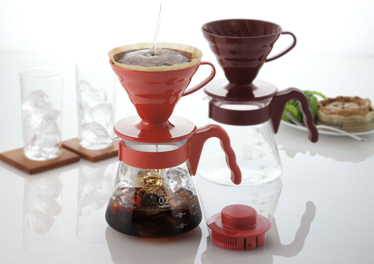 Hario V60 Pour Over Coffee Starter Set, Size 02, Red