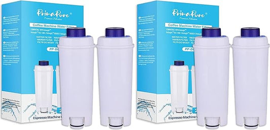 4-Pack PrimaPure Coffee Espresso Machine Water Filter Replacement For DeLonghi DLSC002, DLS C002, SER3017, 5513292811, ESAM, ECAM, ETAM Series