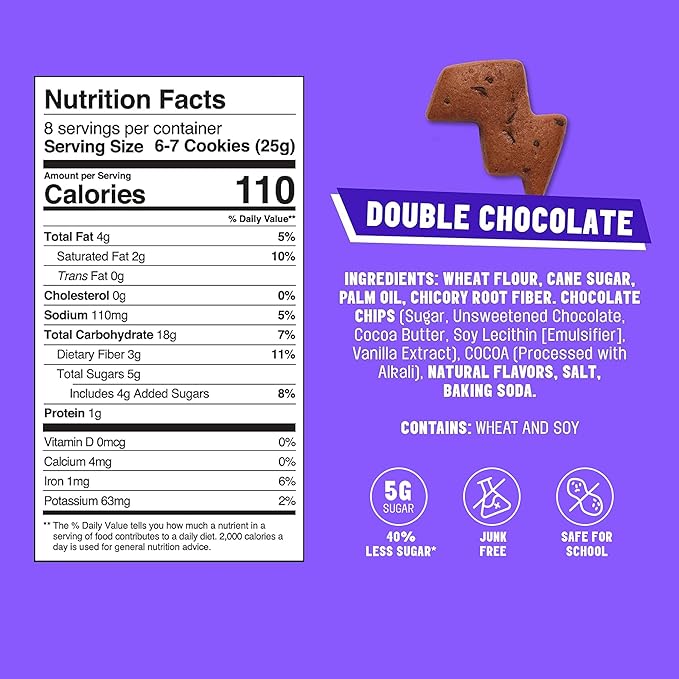 Mavericks Double Chocolate Bolt Cookies - Healthy Chocolate Chip Cookies, Plant-Based Snack for Kids, Nut Free - Holiday Limited Edition, 2 Boxes (16 Pouches)