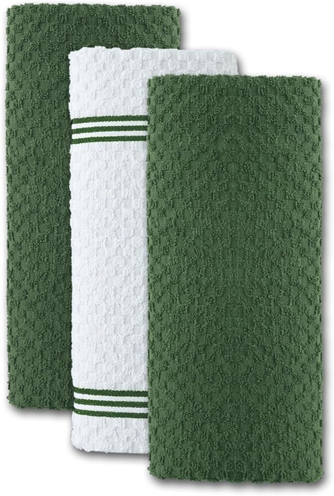 Infinitee Xclusives Premium Kitchen Towels - [Pack of 12] 100% Cotton Kitchen Hand Towels (15 x 25 Inches) - Dish Towels for Kitchen |Sturdy Green|