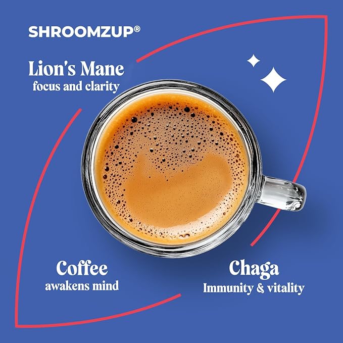 Instant Mushroom Coffee with Lions Mane and Chaga - 15 Pack - Nootropic Superfood Mushroom Coffee Instant - Arabica and Robusta Shrooms Instant Coffee