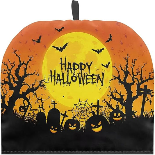 Happy Halloween Tea Cosy for Teapot with Handle Kitchen Kettle Dust Cover for Keeping Warm Machine Washable Tea Cosy Fabric Quilted Padding