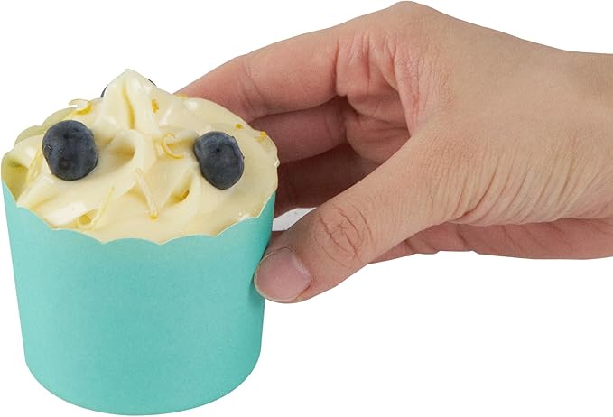 Panificio 6 Ounce Cupcake Wrappers, 200 Scalloped Baking Cups - Oven-Ready, Greaseproof, Turquoise Paper Cupcake Liners, Disposable, For Birthdays, Baby Showers, Or Weddings - Restaurantware