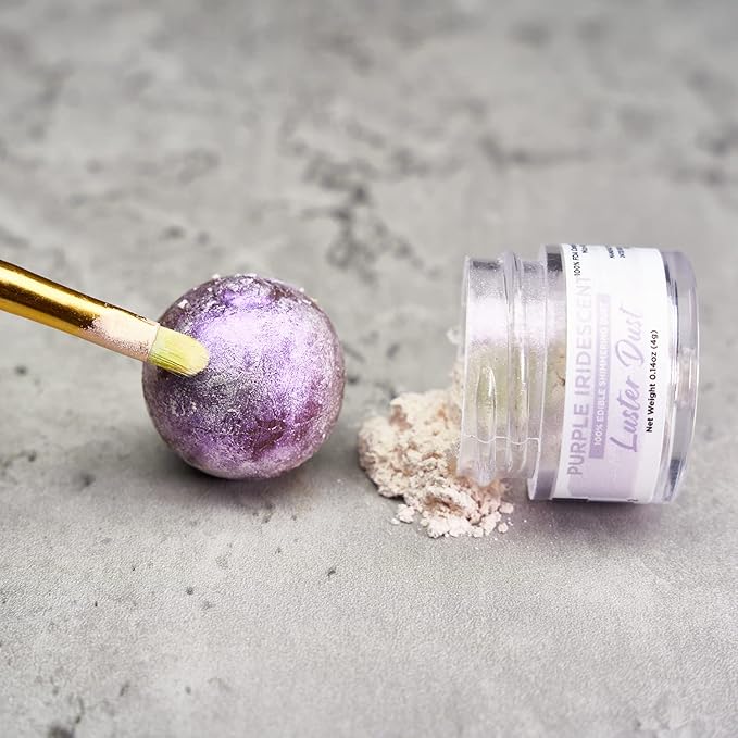 Luster Dust - Purple Iridescent (4g 1x Jar) | Edible Vegan Dust & Paint for Cake Decorating, Ice Cream, Desserts, Cocktails and Beverages by Bakell