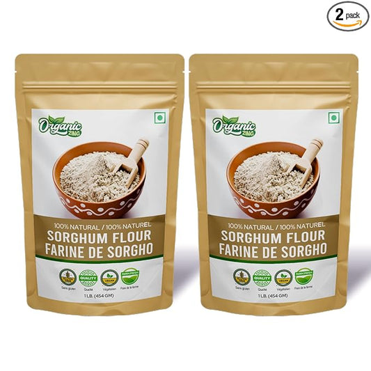 Organic Zings Pure and Organic Sorghum Flour | Organic Jowar Flour | Sorghum Flour Gluten Free | Product of India - 454 gm (16 oz) - Pack of 2