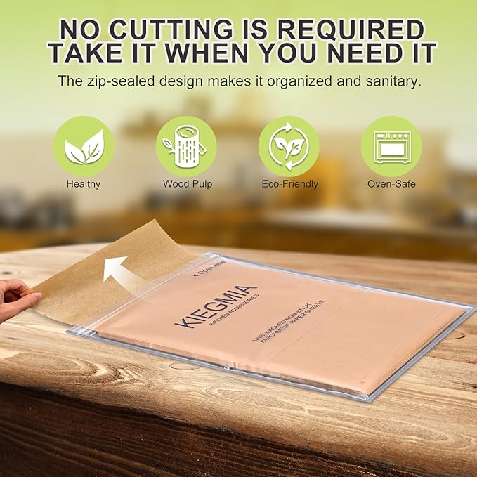 200PCS Unbleached Parchment Paper, Pre-Cut 12 x 16 Inches Resealable Pack, Nonstick, For Baking, Cooking, Grilling, Steaming, Fit for Baking Sheet and Parchment Paper for Air Fryer Iiners